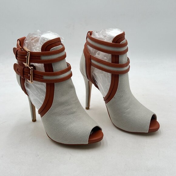 XYD Tan and Cream Ankle Booties - Picture 4 of 8